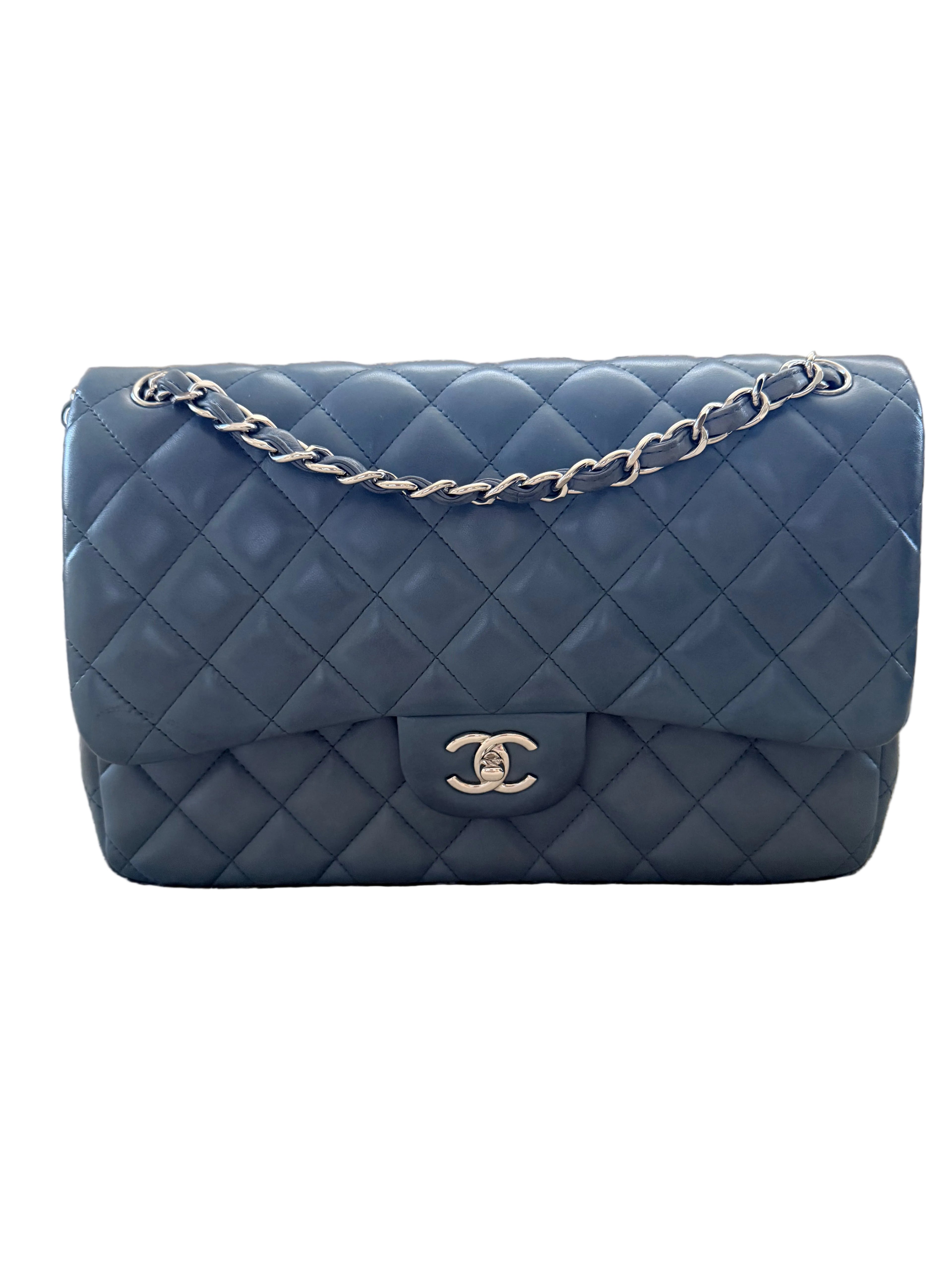 Chanel Classic Double Flap Jumbo Lambskin Blue