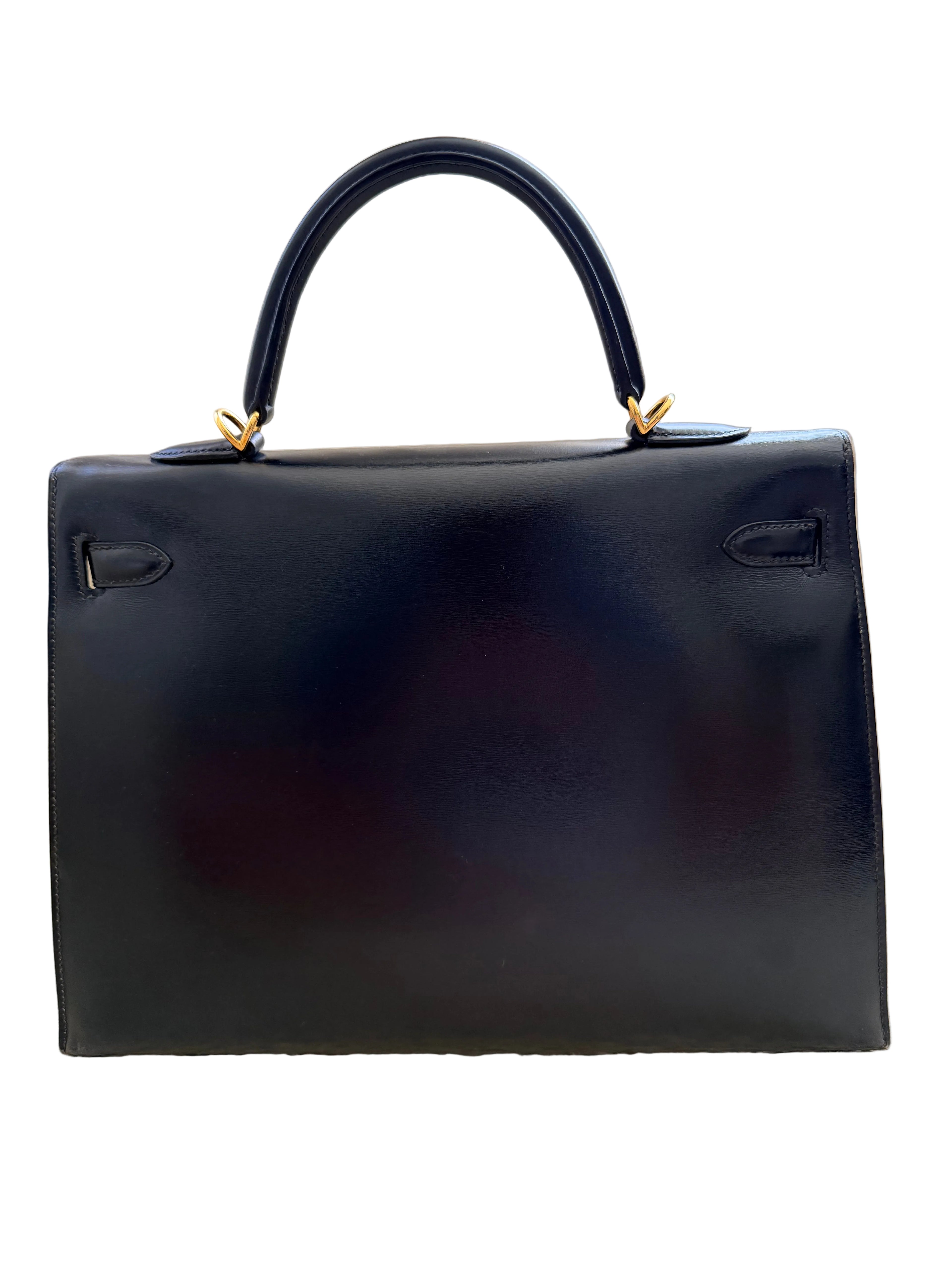 Hermes Kelly 35 Black Box Leather