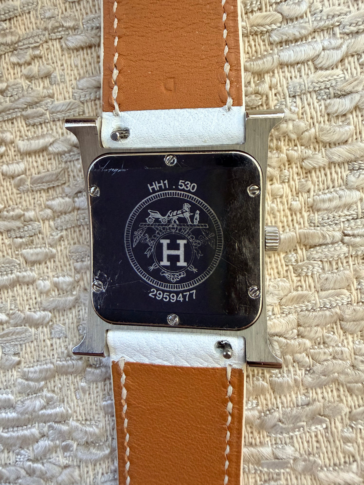 Hermes Heure H watch with white mother of pearl and diamonds - Authenticated Pre-Owned Hermès Luxury Accessory Perth Australia - View 4