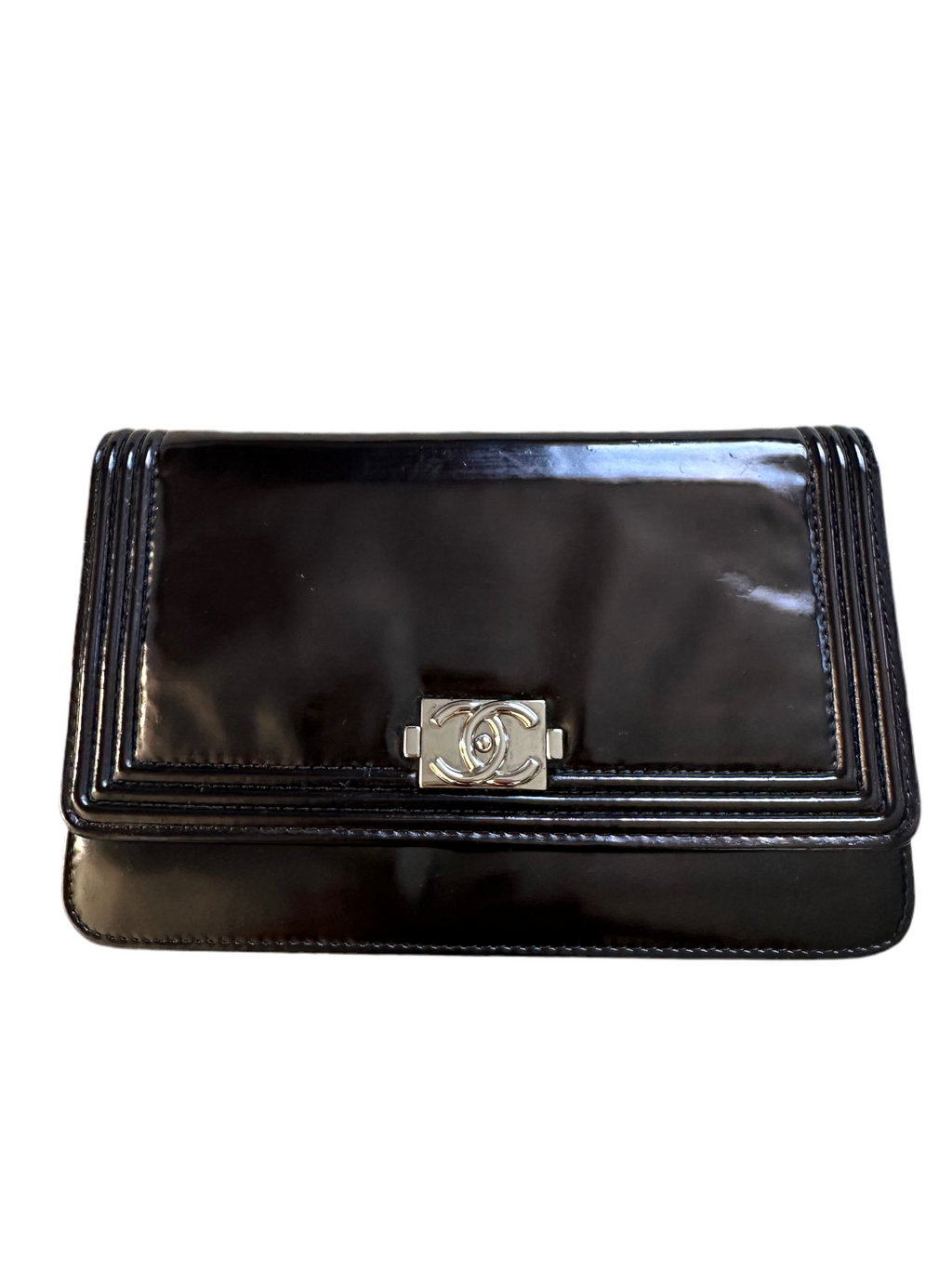 Chanel black patent Boy WOC