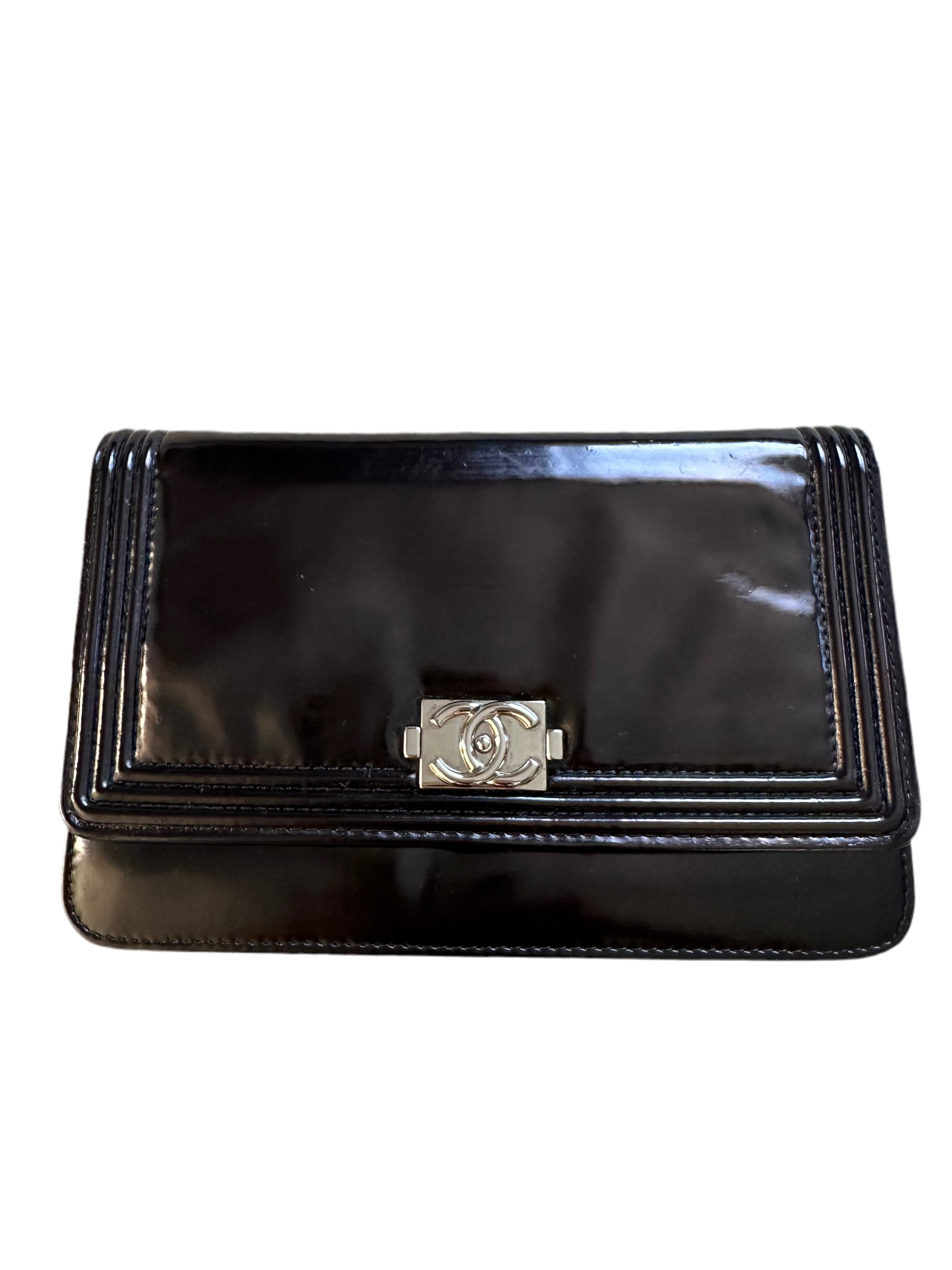 Chanel black patent Boy WOC