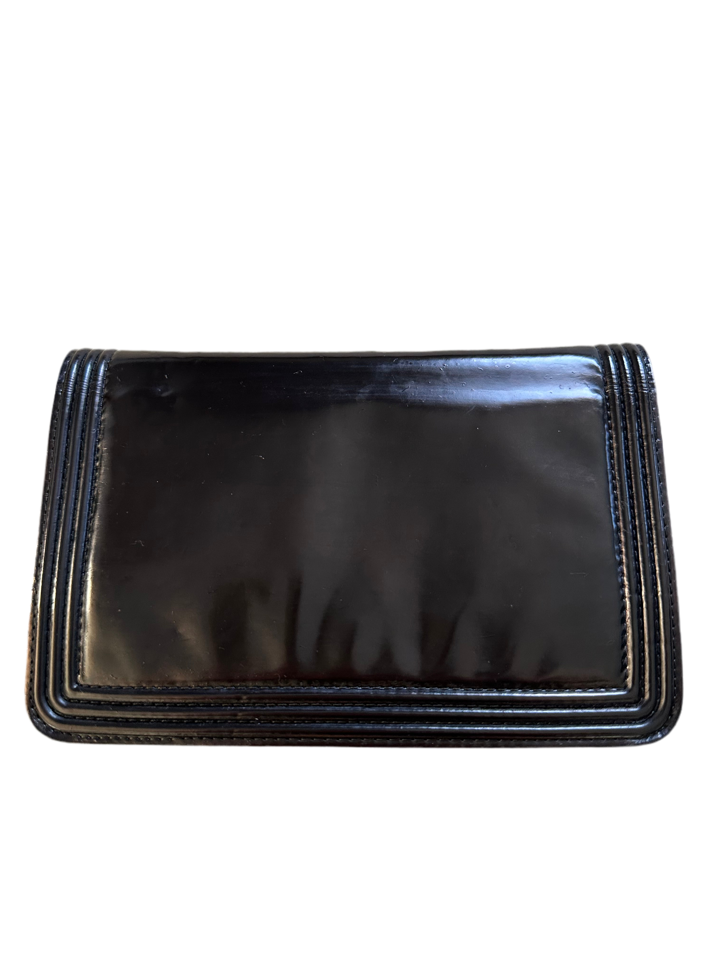 Chanel black patent Boy WOC