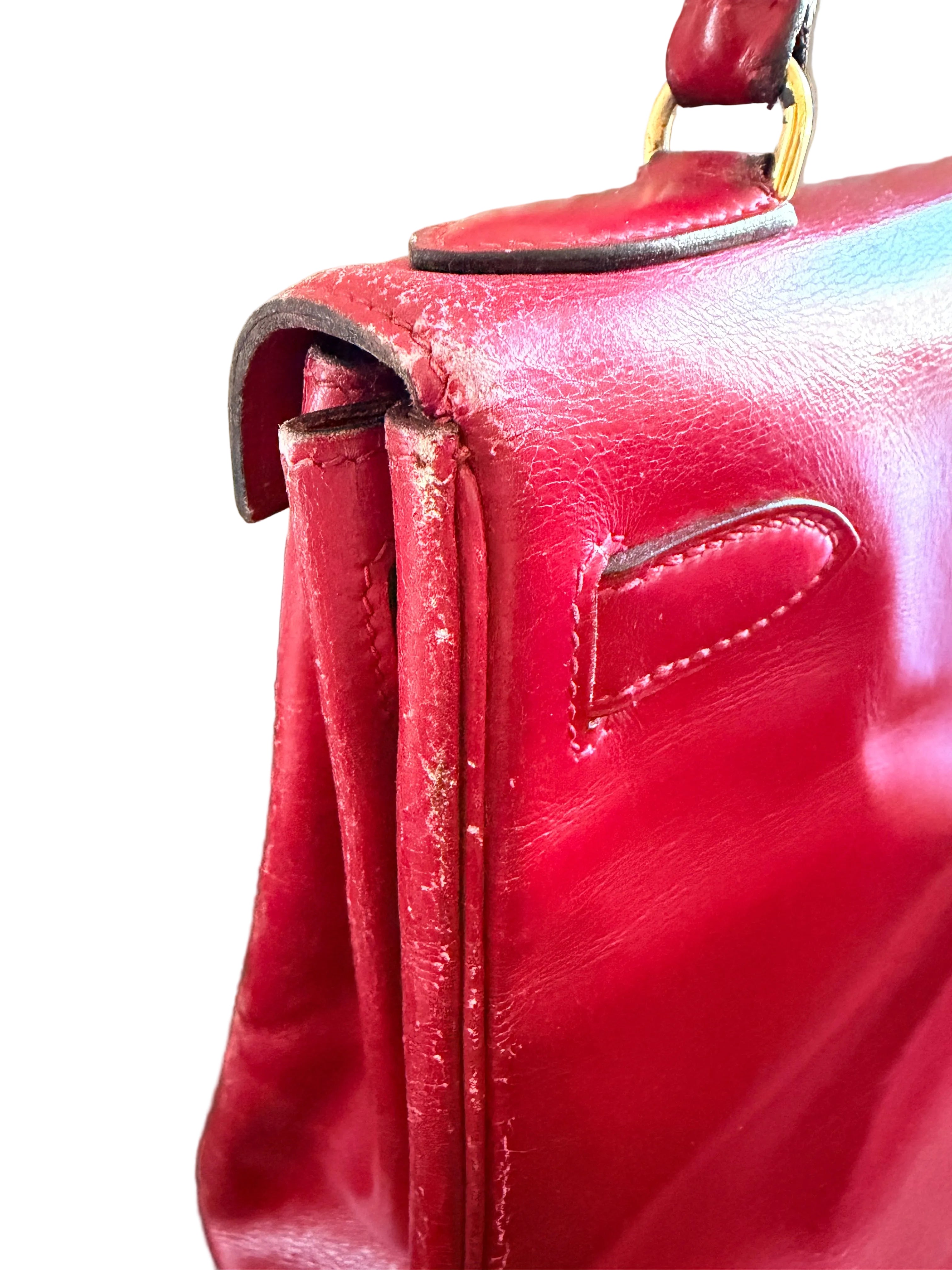 Hermes Vintage Kelly 28 Rouge H