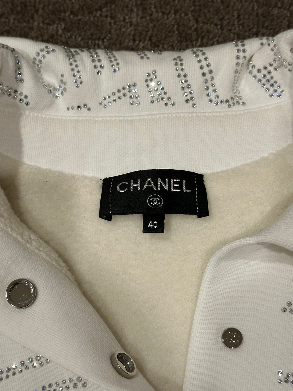 Chanel Coco Neige Crystal Sweatshirt (Size 40)