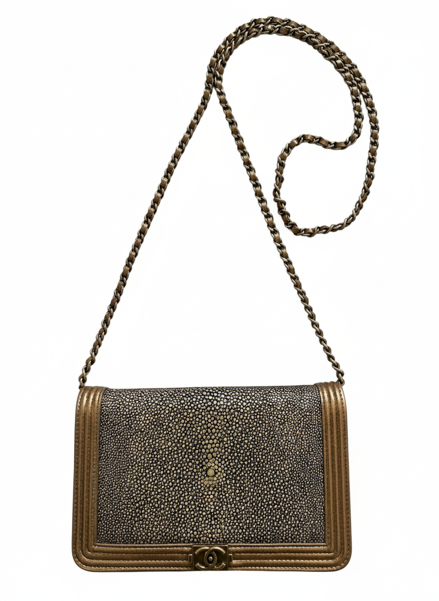 Chanel gold stingray WOC