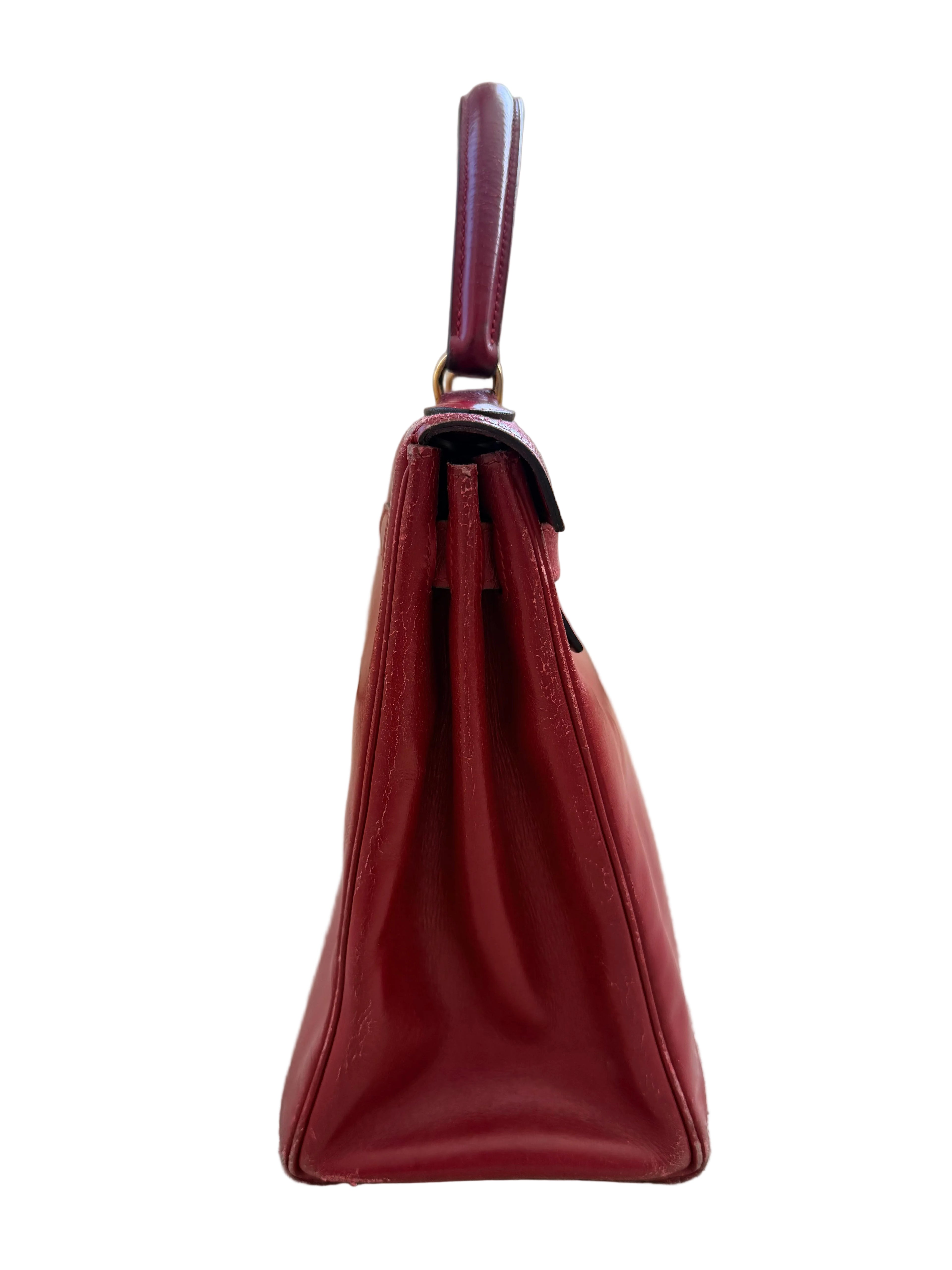 Hermes Vintage Kelly 28 Rouge H