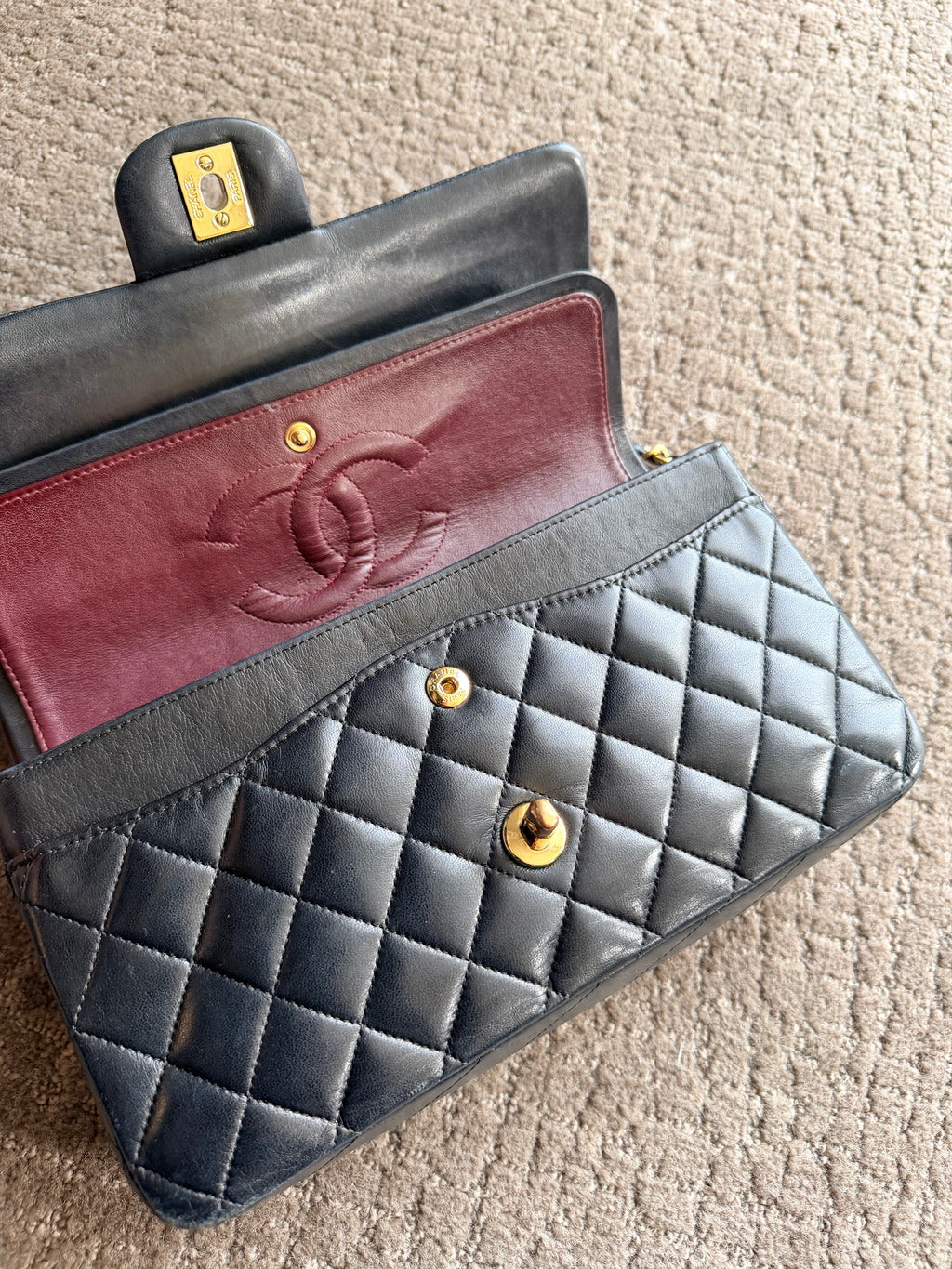 Chanel Classic Double Flap Medium Handbag Black Lambskin